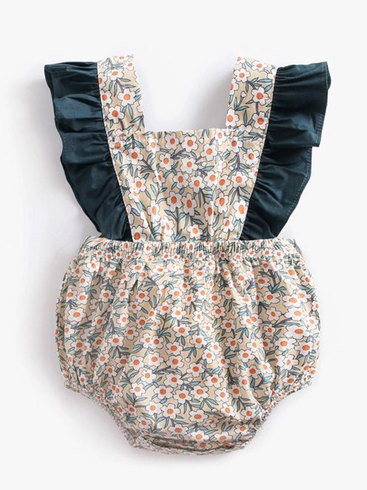Poza produs Salopeta scurta cu imprimeu floral 3-6 luni