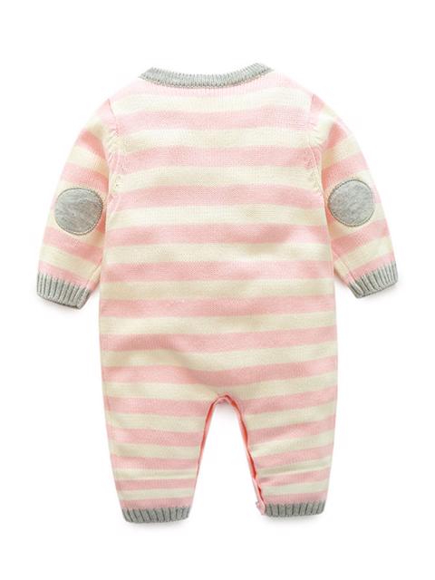 Poza produs Salopeta tricotata nou-nascuti "Pink Elephant" 0-3 luni