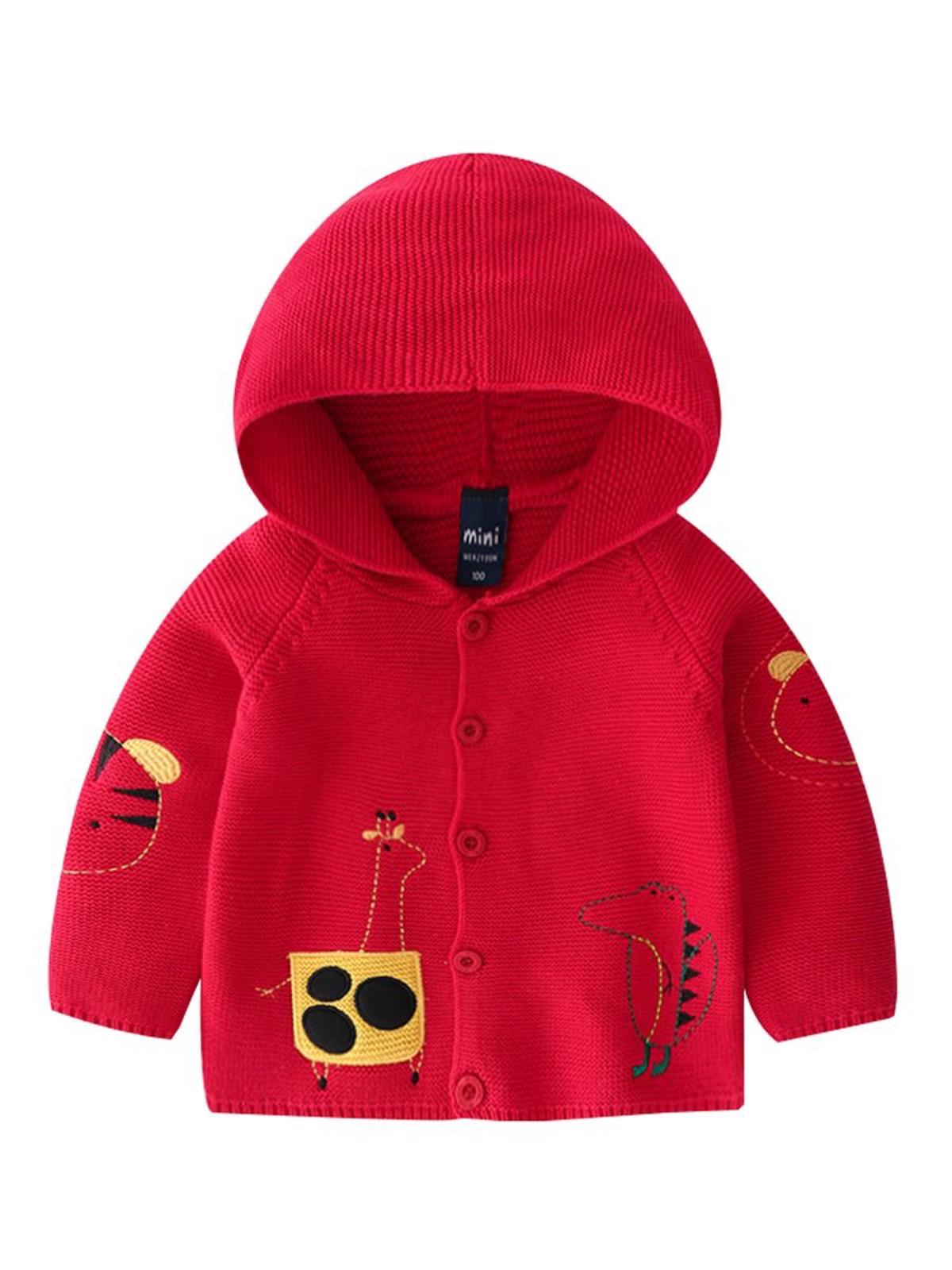 Poza produs Cardigan tricotat rosu, 6 luni