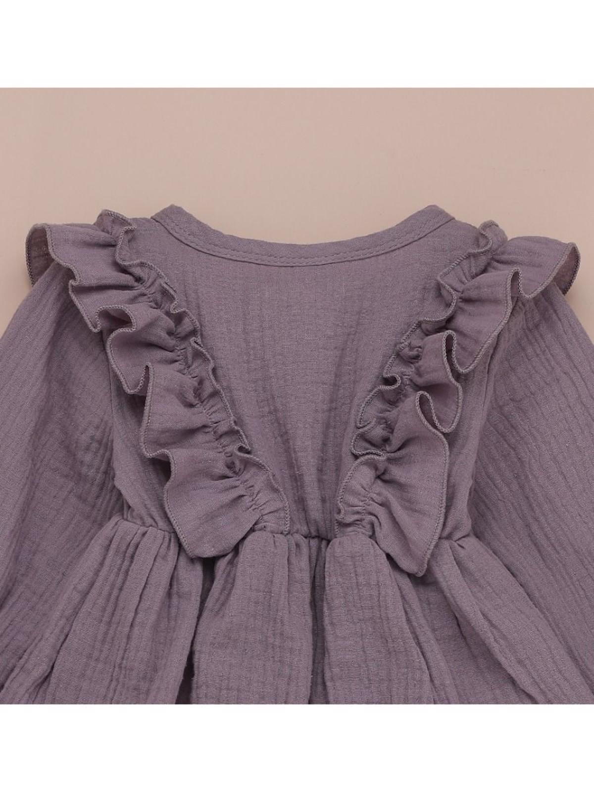 Rochie muselina cu volane aplicate "Purple Party" 3 ani — poza produs 4/5