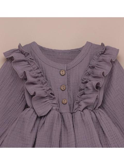 Rochie muselina cu volane aplicate "Purple Party" 3 ani — poza produs 3/5