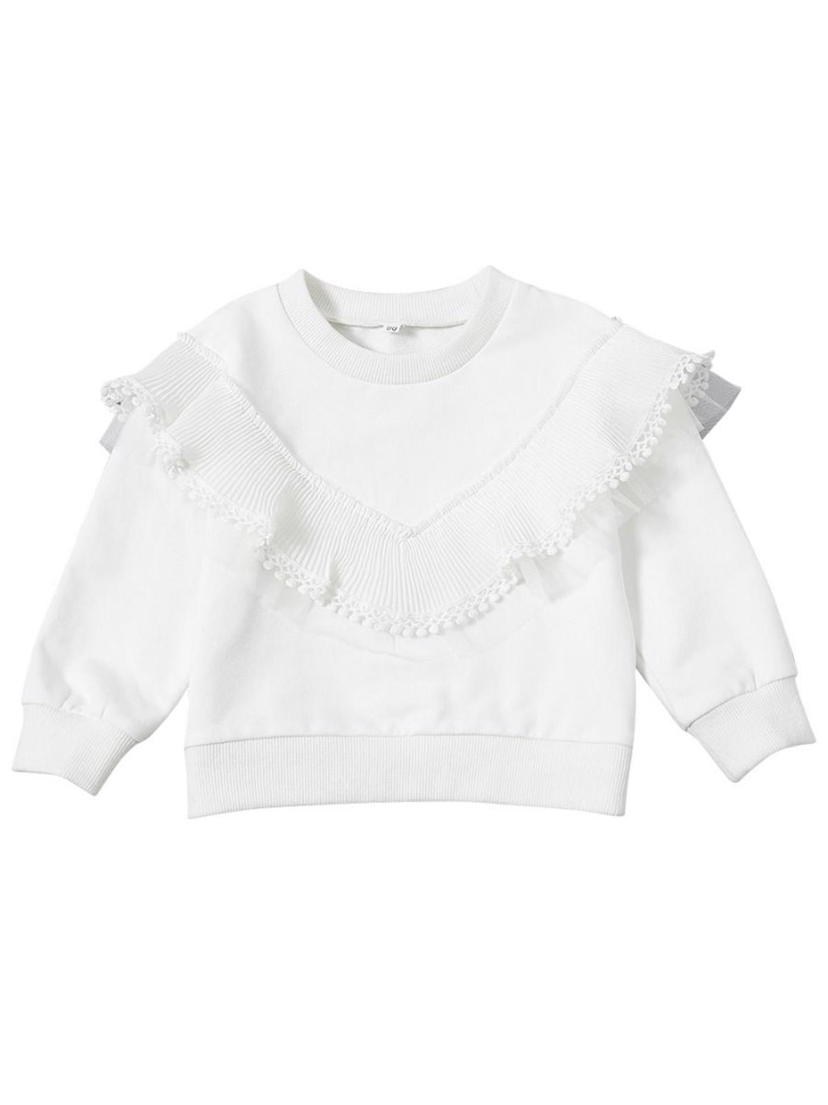 Poza produs Bluza alba cu volanas aplicat, 4 ani