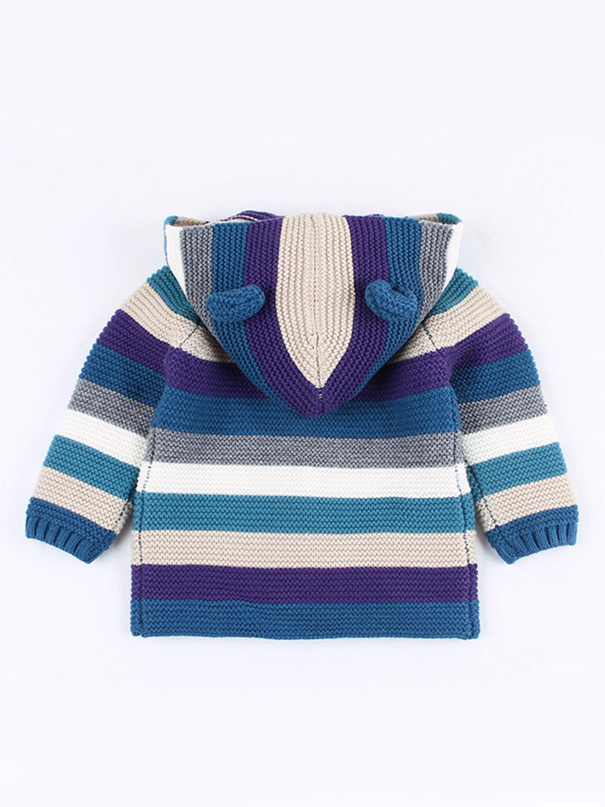 Poza produs Cardigan tricotat multicolor baieti 6-12 luni