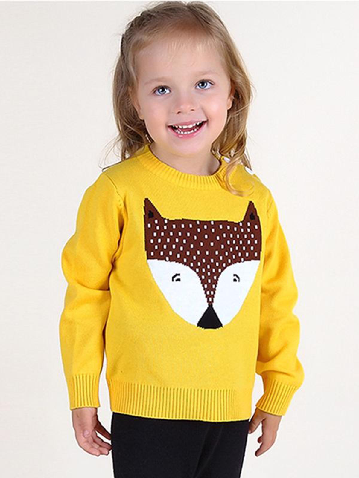 Pulover cu imprimeu "Cute Fox", culoare galben, 18-24 luni — poza produs 2/2