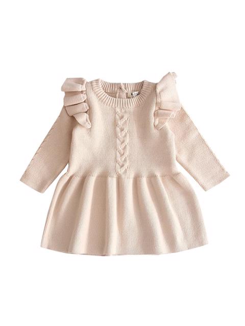 Rochie tricotata fetite, culoare nude, 9-12 luni — poza produs 1/2
