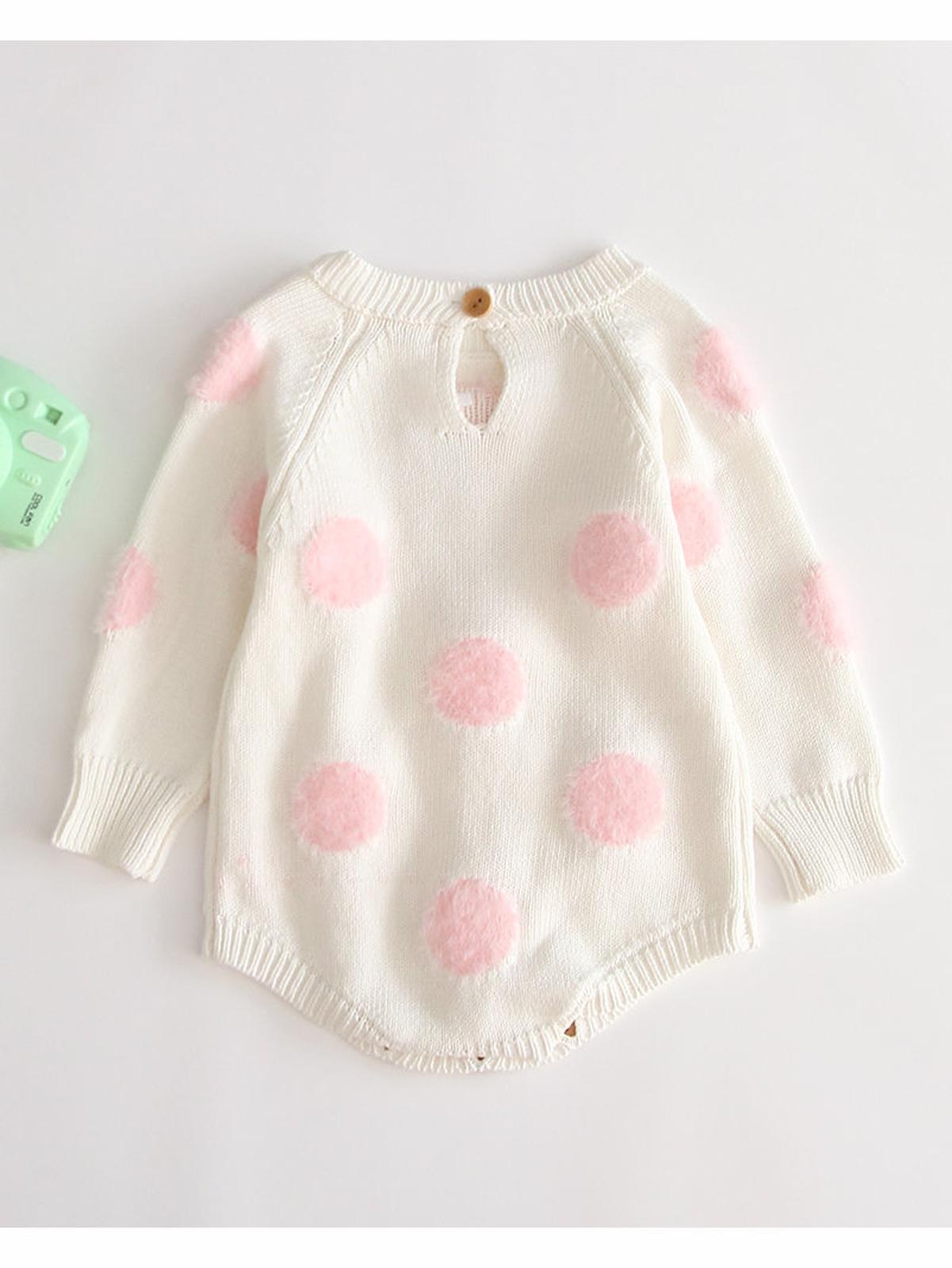 Poza produs Body tricotat "Pink Dots", 9-12 luni