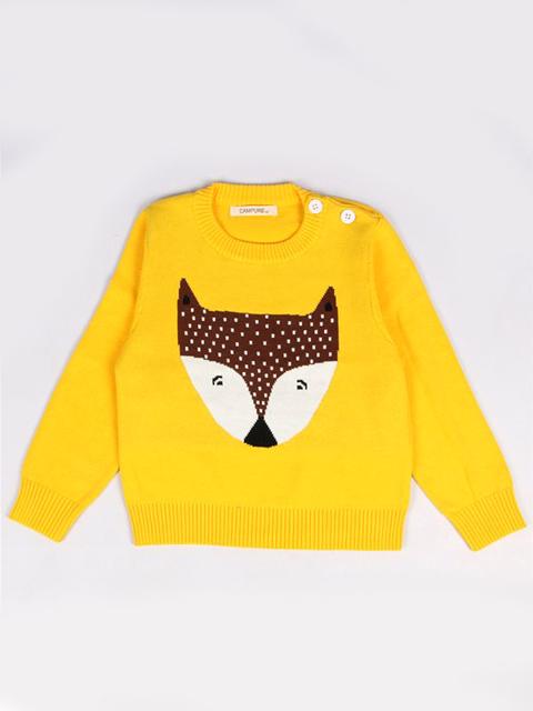 Pulover cu imprimeu "Cute Fox", culoare galben, 12-18 luni — poza produs 1/2