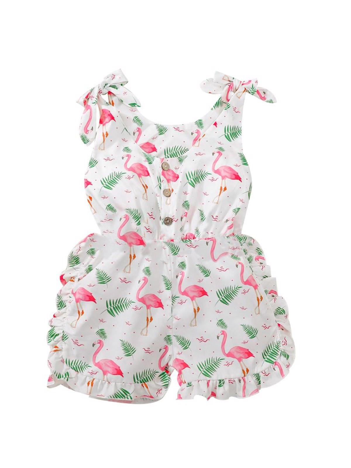 Salopeta scurta cu imprimeu flamingo 9-12 luni