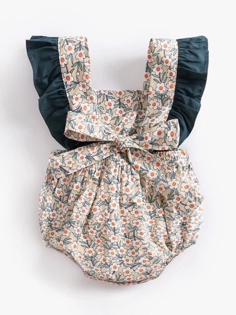 Poza produs Salopeta scurta cu imprimeu floral 3-6 luni