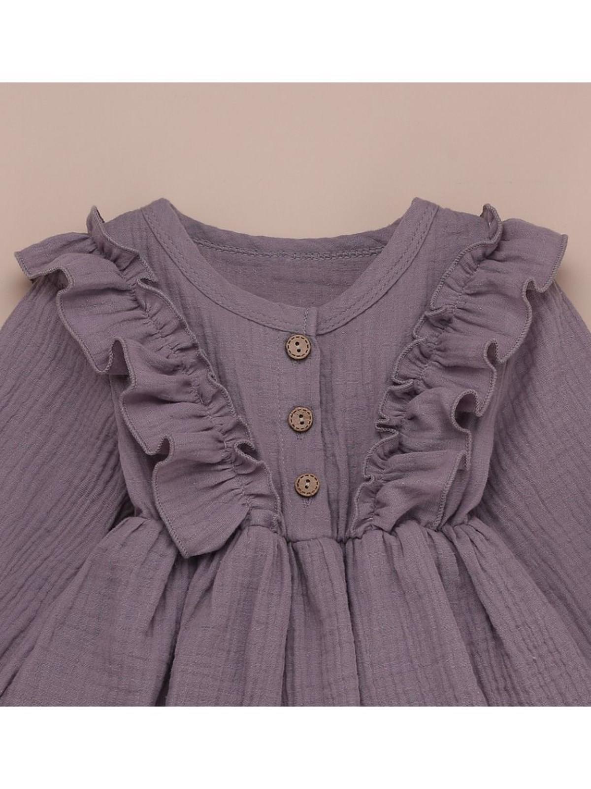 Rochie muselina cu volane aplicate "Purple Party" 3 ani — poza produs 3/5